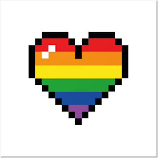 rainbow 8 bit heart Posters and Art